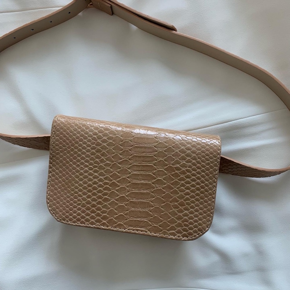 Sand Faux Leather Belt Purse